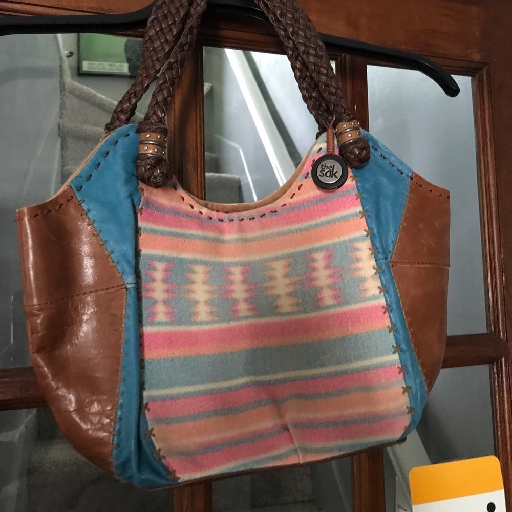 the SaK leather / cotton purse
